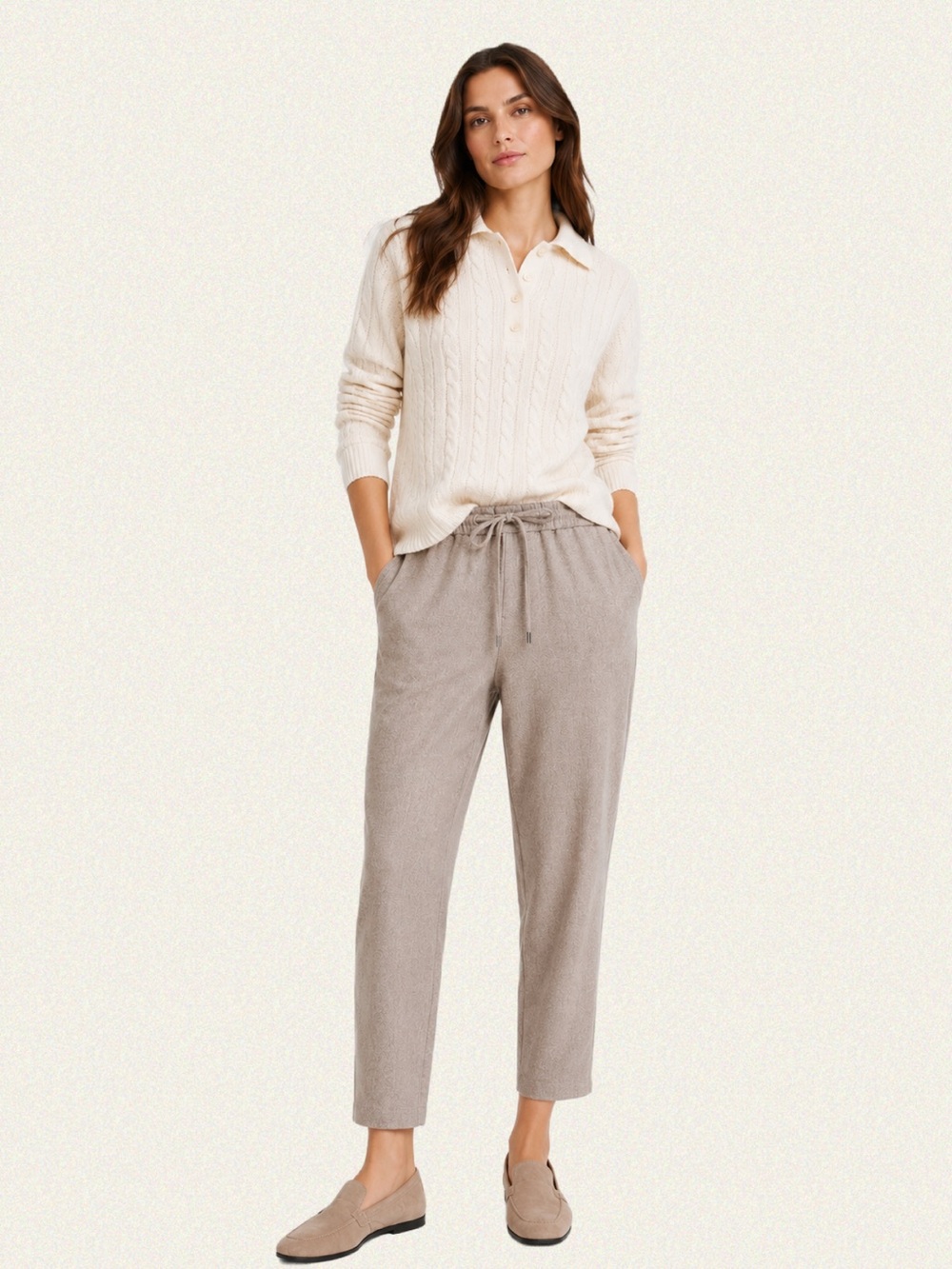 Antonelli Firenze Italy Virgin Wool/Cashmere Drawstring Cropped Pants